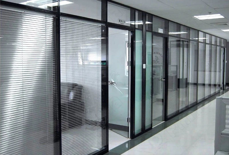 China Fabrik Glaswand Indoor Büro Trennwand Büro Holz mit Schwarze Partition