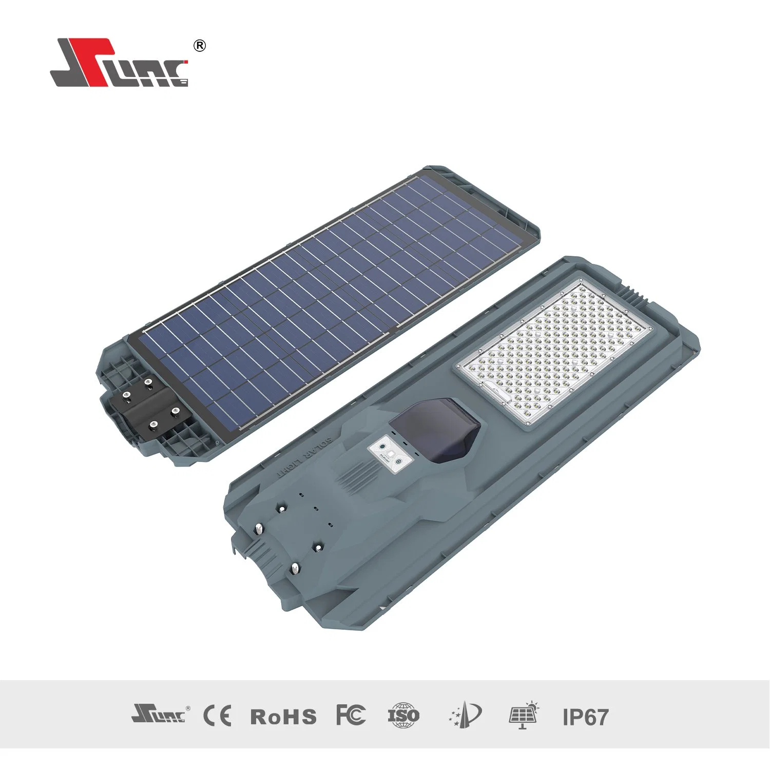 Sunc LED 800W 1200W Mj-Ssth800 Mj-Ssth1200 IP65 Lumière de rue solaire tout-en-un économique étanche en plein air en ABS avec capteur de mouvement lumineux.