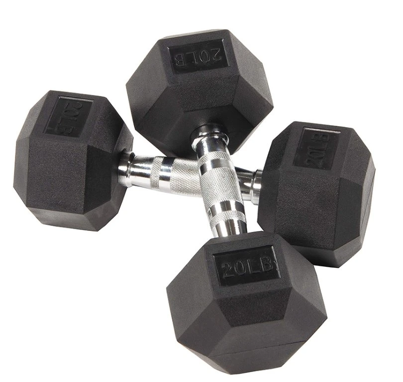 Wholesale/Supplier Power Training Hex Dumbbell Weight Lifting Rubber Coated Power Training Sport Lifting Gym Equipment Fitness Dumbbell