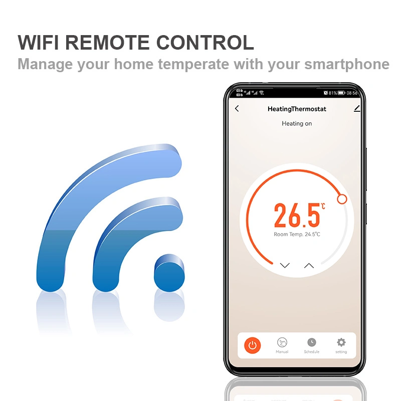 86*86 controlador de calor digital de calentador de pared Alexa Smart Home WiFi 220V 16A 3A