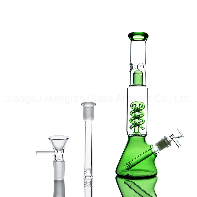 11.8 Inches Glass Hookah Smoking Pipe Green Coil Perc Glass Water Pipe