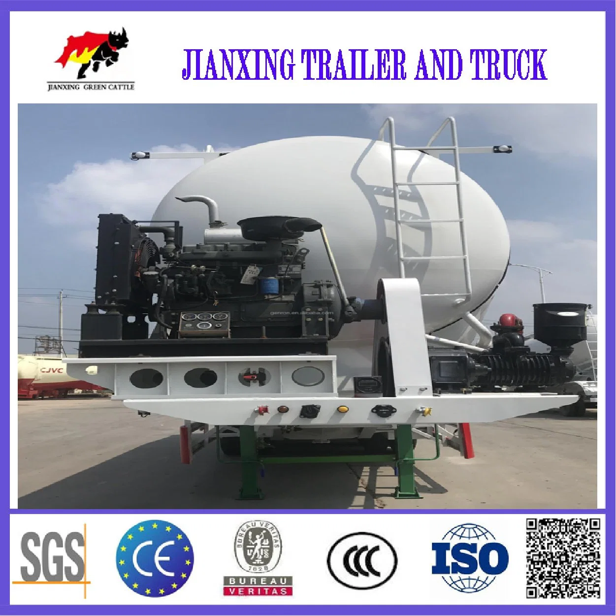 3 Alxes Diesel Engine Tanker 45 Cbm Bulk Cement Tank Trailer