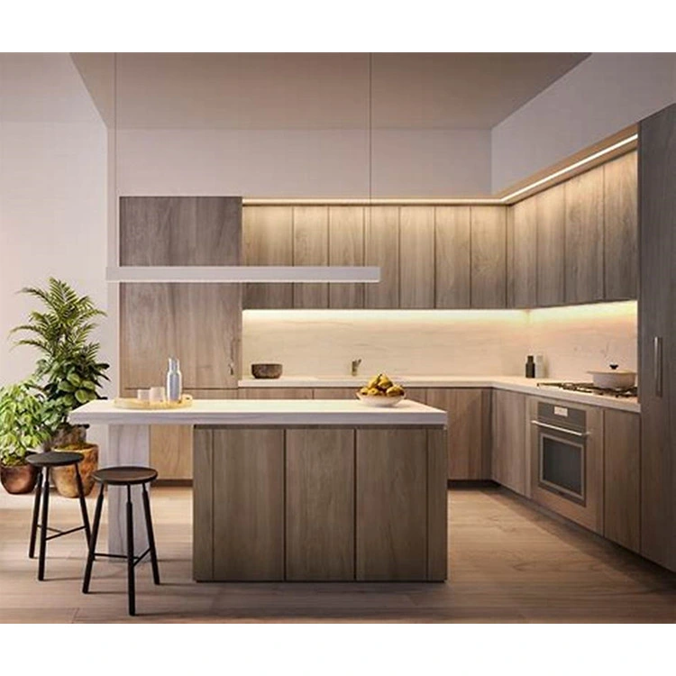 Apartment Dark Color Lacquer Kitchen Cabinet, Small Kitchen Design Furniture