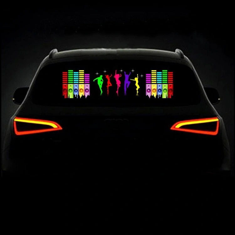 Auto LED Musik Rhythmus Flash Licht Neon EL Licht Ton Aktivierter Sensor Equalizer Heckscheiben-Aufkleber Styling Voice Sensor Control Feld