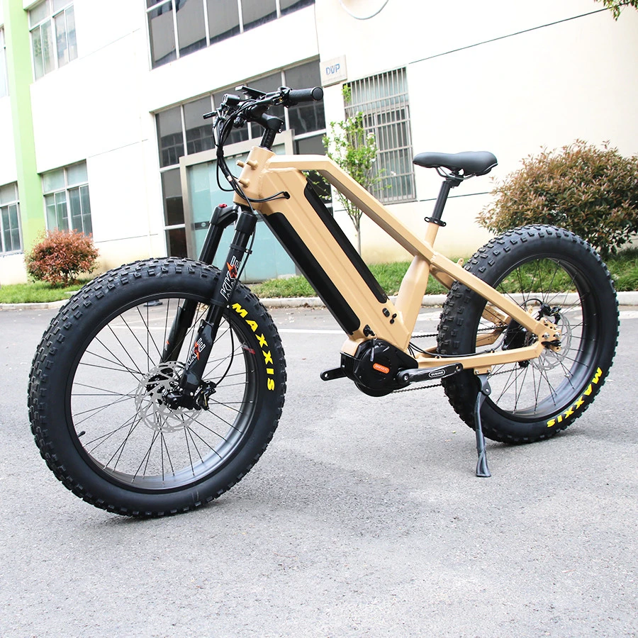 1000W 48V 30ah MID Motor Dual Battery E-Bike Mountain Forest Road City Ebike 26'' Fat Tire off Road Electric Hybrid Bike for Commuting, Traveling, Hunting