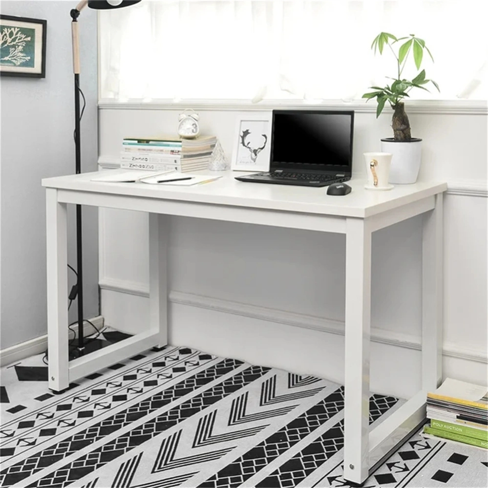 Muebles de oficina modernos de alta calidad al por mayor, escritorio de trabajo de oficina de madera con marco de acero para computadora.