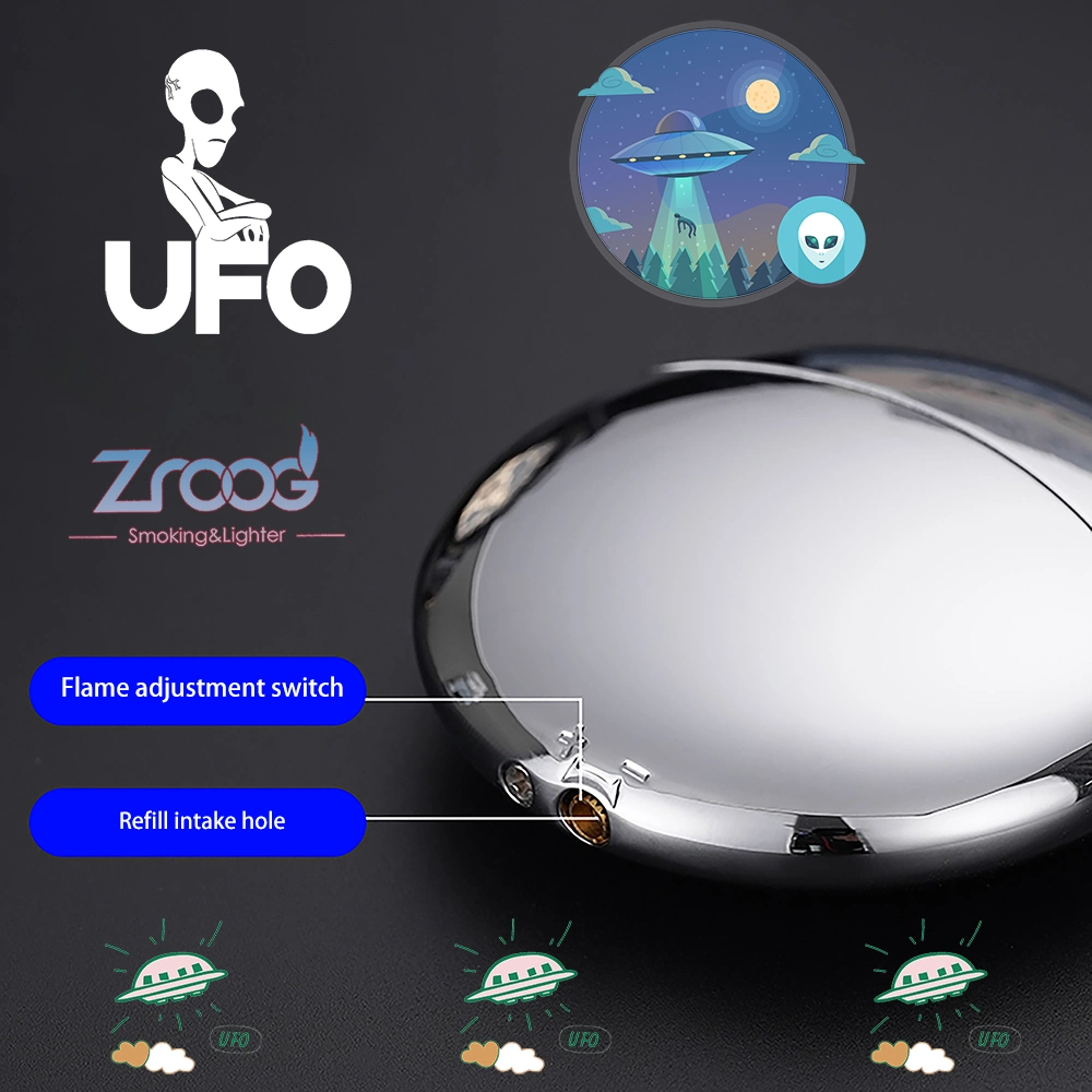 Windproof Lighter UFO Design Glow-in-The-Dark Metal Refillable Lighter