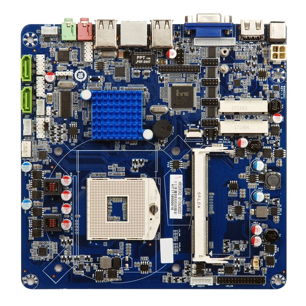 اللوحة الأم HM55 Mini ITX 17*17 مأخذ الأجهزة المتكاملة الصناعية Intel Socket 988 اللوحة الأم المحترفة