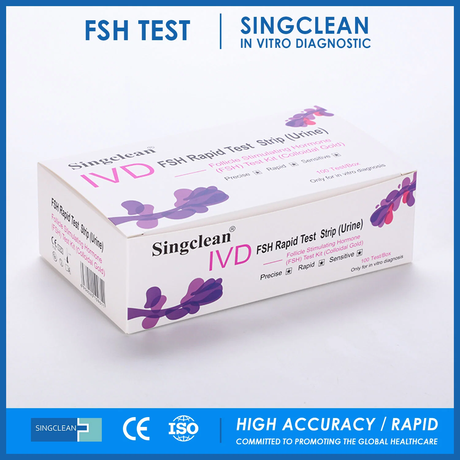 Singclean Vente en gros CE Approuvé IVD Lh Fsh Fertilité Grossesse Multi-Type VIH Médicament Urine Follitropin Kit de Test Rapide Bande.
