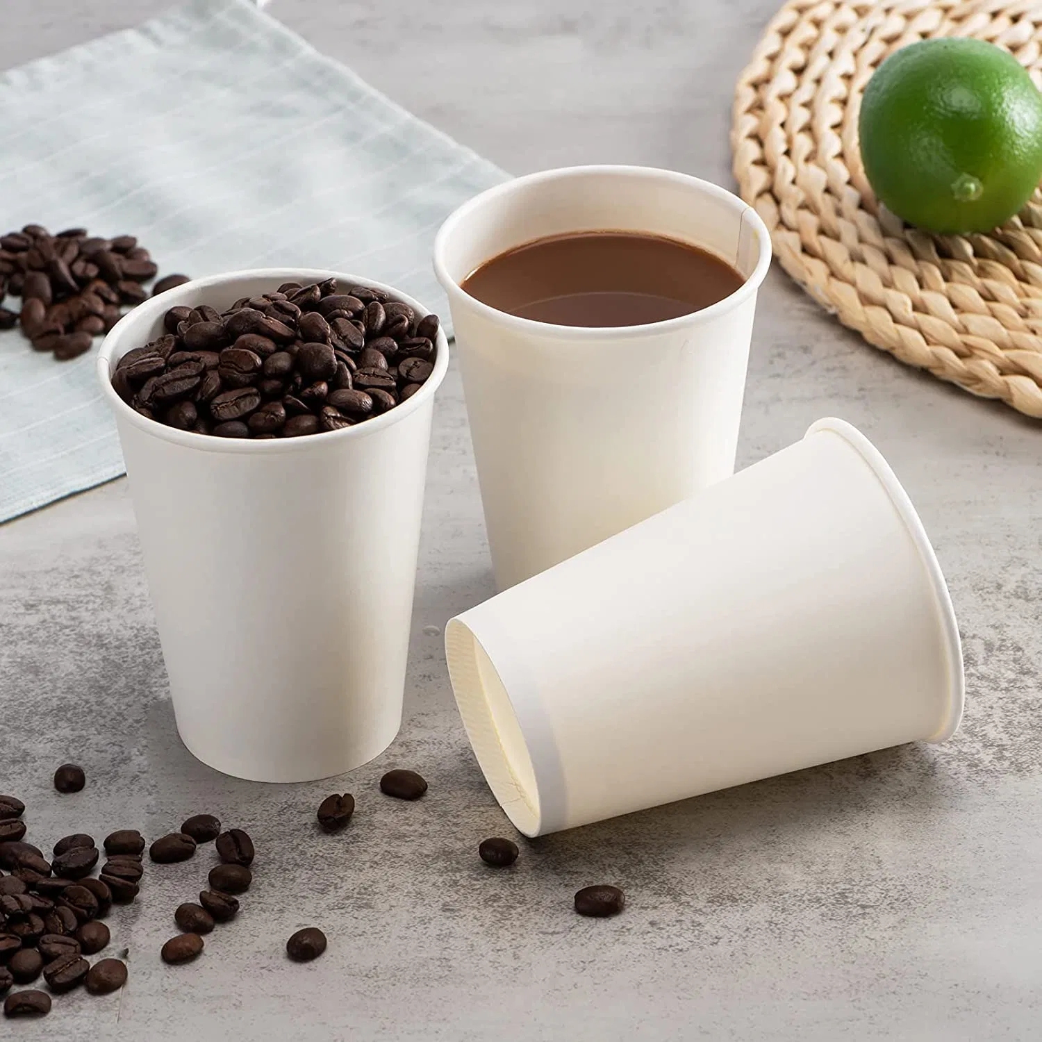 Factory Direct Biodegrade Ripple Paper Cup Double Fold Wall Eco Friendly Cup for Hot Coffee Cold Water Beverage