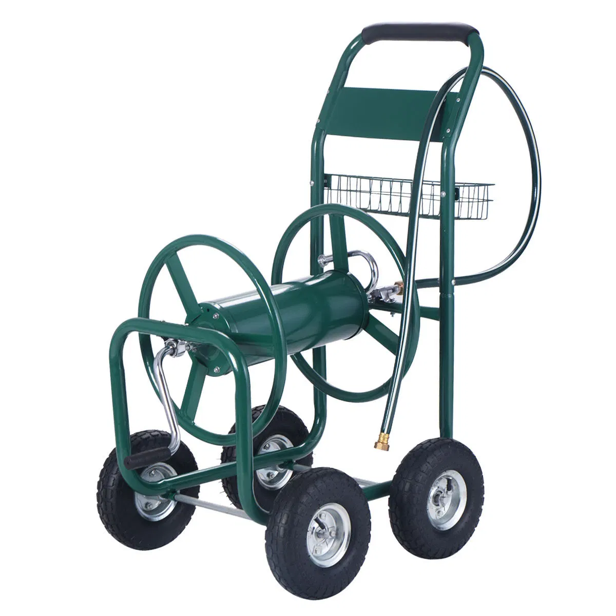 Heavy Duty Garden Hose Reel Cart for Water Garden with Basket