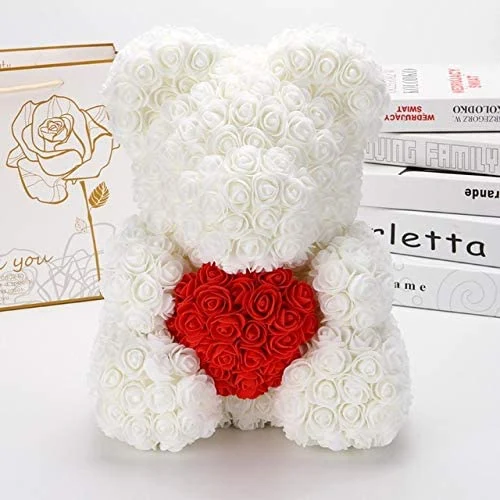 Best Gifts Artificial Rose Foam Flower Bear Rose Teddy Bear 25cm, 40cm, 70cm Artificial Decoration Gifts for Mothers Day, Valentines Day, Bridal, Weddings