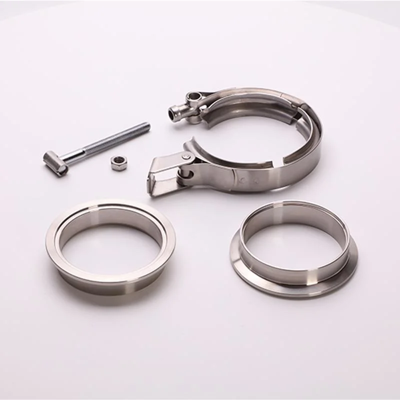 Heavy Duty 304 Stainless Steel Quick Release V Band Clamps with Flanges for Automotive Exhaust Pipe, Custom-Made