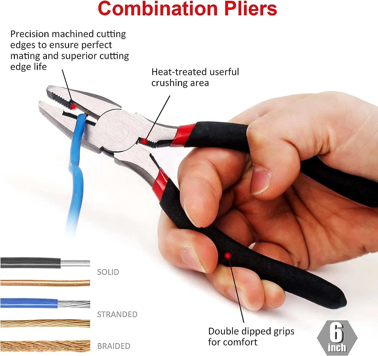 7-Piece Utility Pliers Set, Includes Slip Joint Pliers, Long Nose Pliers, Diagonal Pliers, Groove Joint Pliers, Linesman Pliers and Mini Long Nose Pliers