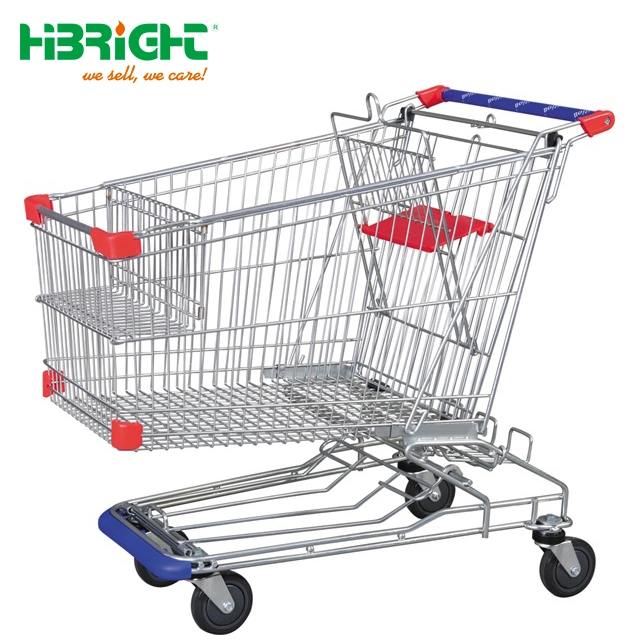 High quality/High cost performance  Universal Wheels 210L Metallic Supermarket Shopping Trolley Cart