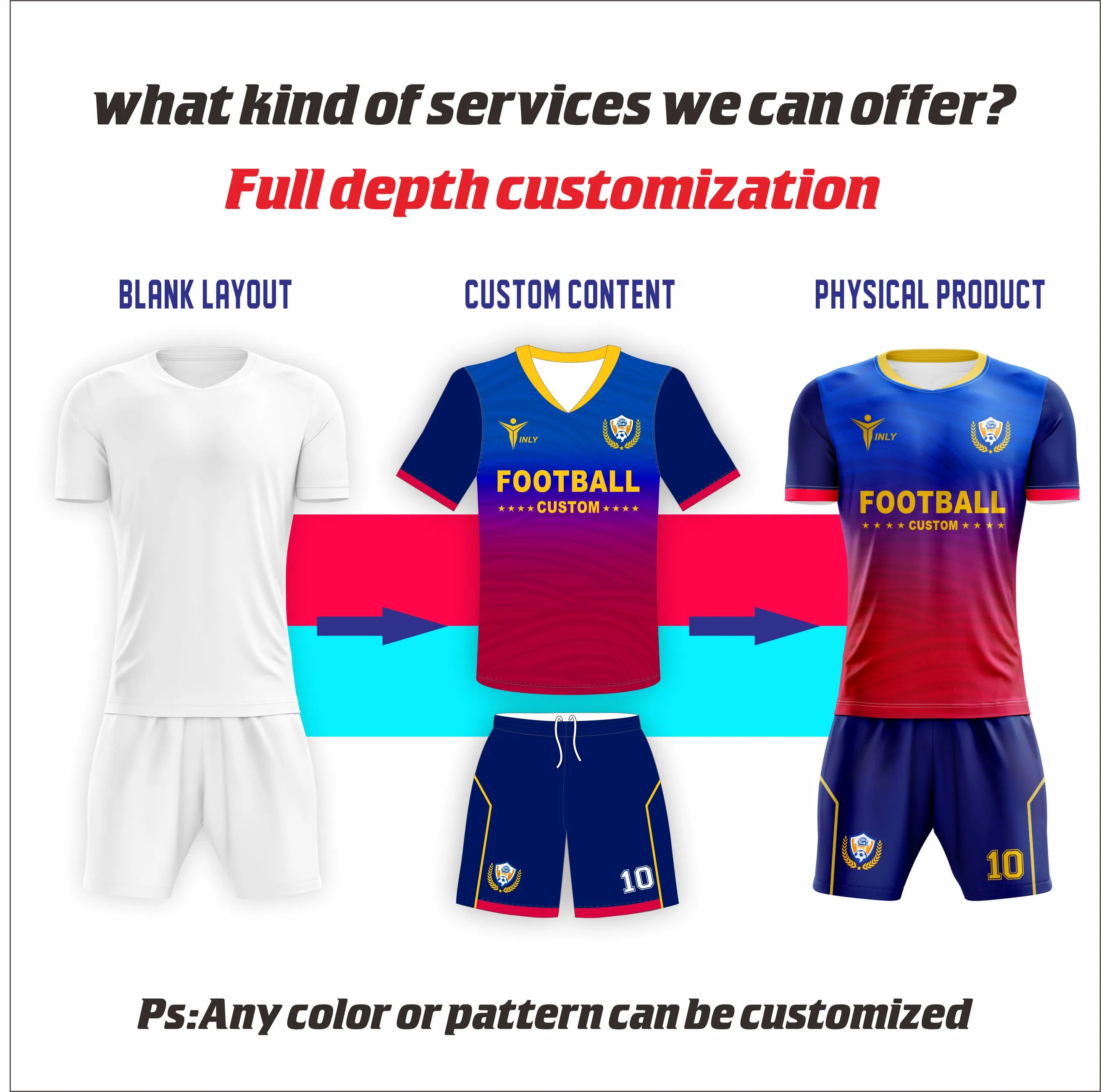 Mens Team Wholesale/Suppliers Deportes ropa de Fútbol Camisas personalizadas Subblimation Fútbol Jersey uniforme