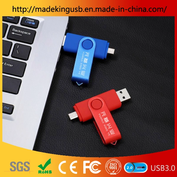 Popular Metal + Plastic Rotating OTG USB Stick /Android Mobile Phone Computer Dual-Use Pen Drive