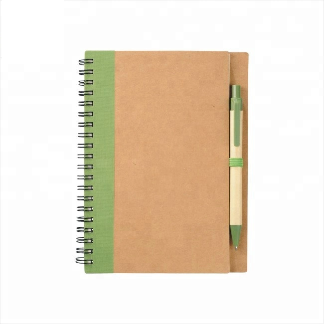 Office Stationery Writing Plain Printed Customized Eco Spiral Custom Notepad with Pen