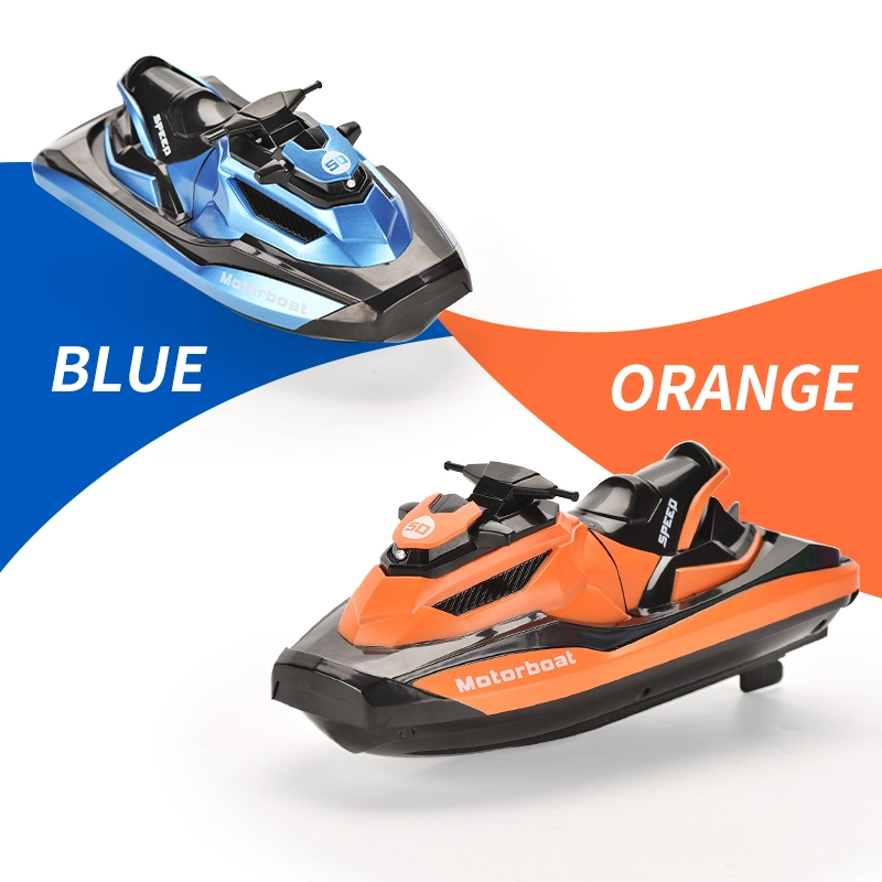 Bateau de course en plastique télécommandé à grande vitesse 2.4G 1:47 étanche à l'eau, jouet de bateau radiocommandé pour enfants, mini bateaux à moteur jouets RC