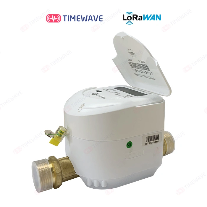 DN20 Medidor de flujo de agua fría ultrasónico inteligente Lora/Lorawan con control remoto prepagado y sin válvula, cubierta de cobre