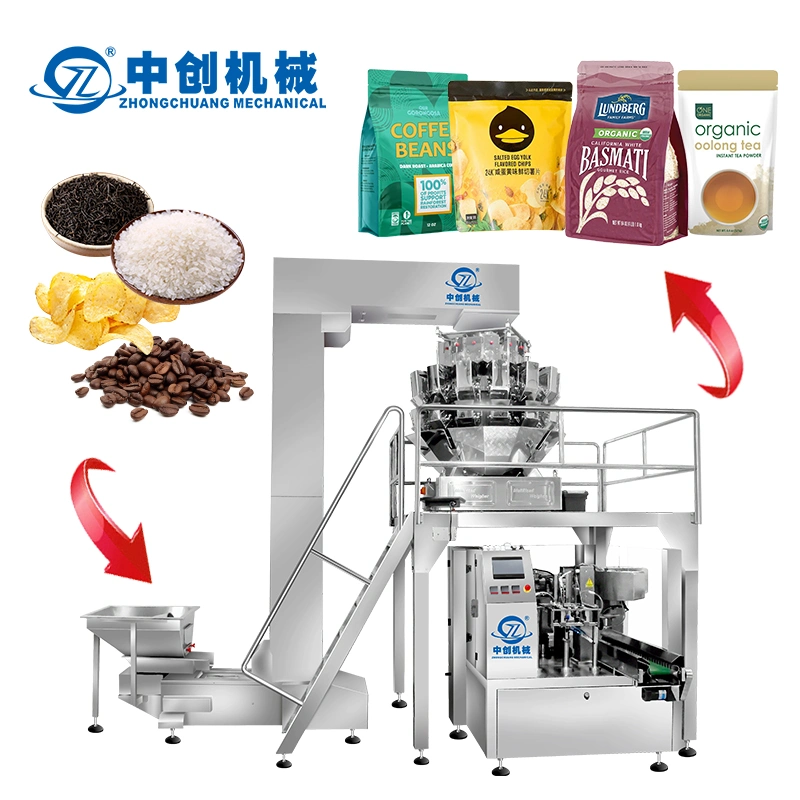 Custom Automatic Rotary Doypack Premade Stand up Pouch Bag Prices Machinery Rice Pouch Bread Packaging Chips Ice Stick Filling Tea Bag Packing Machine