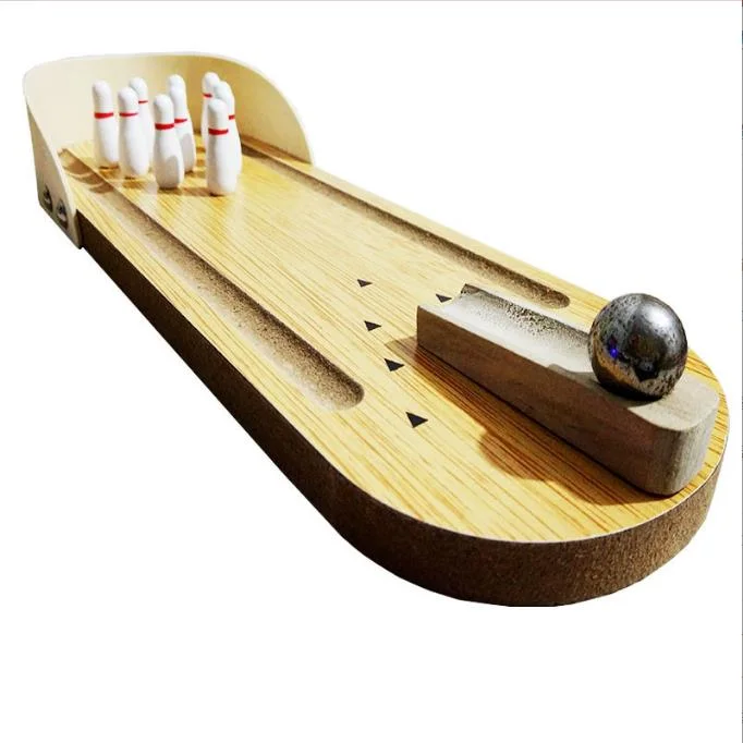 Mini Wooden Desktop Bowling Toys Game Set with Ten Metal Bowlings Pin Ball Desk Baby Entertainment Kids Toys