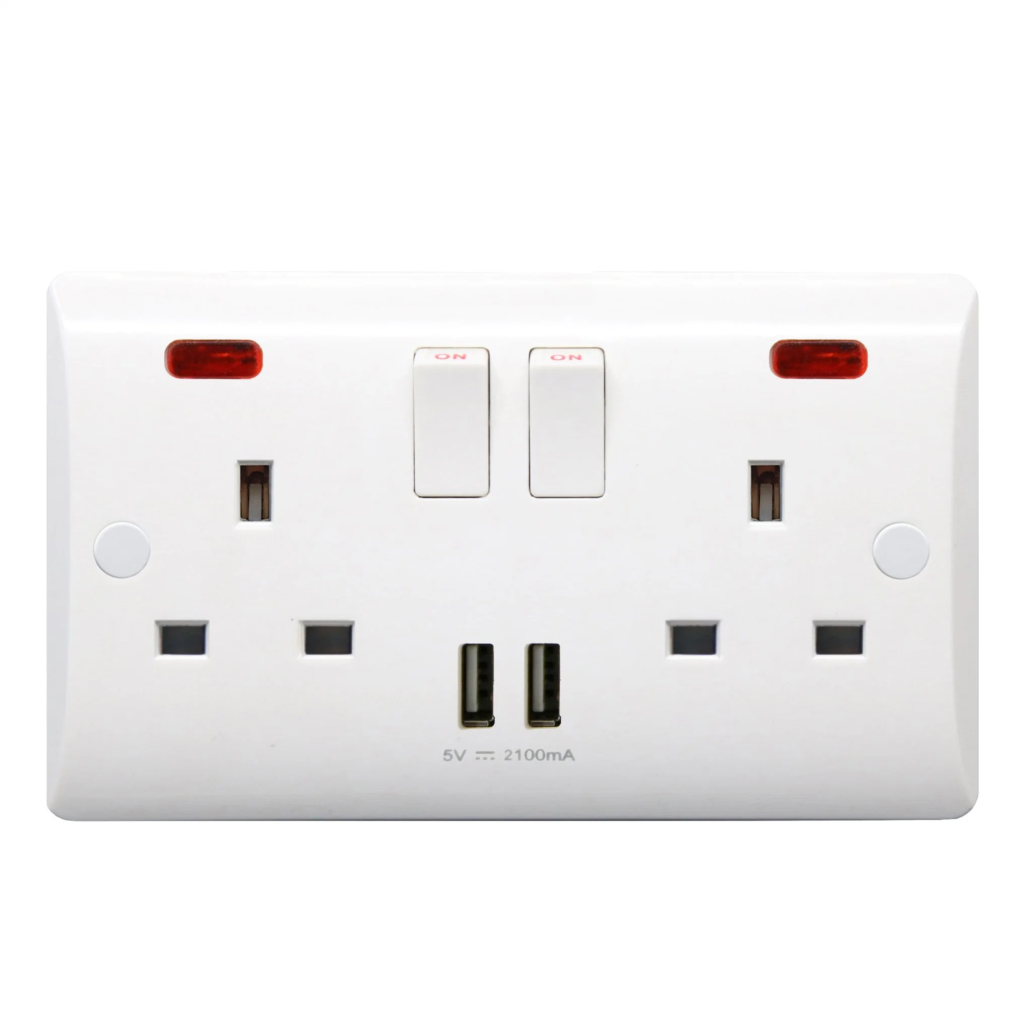 مقبس محول Hailar UK Standard White 1gang Switch مع USB