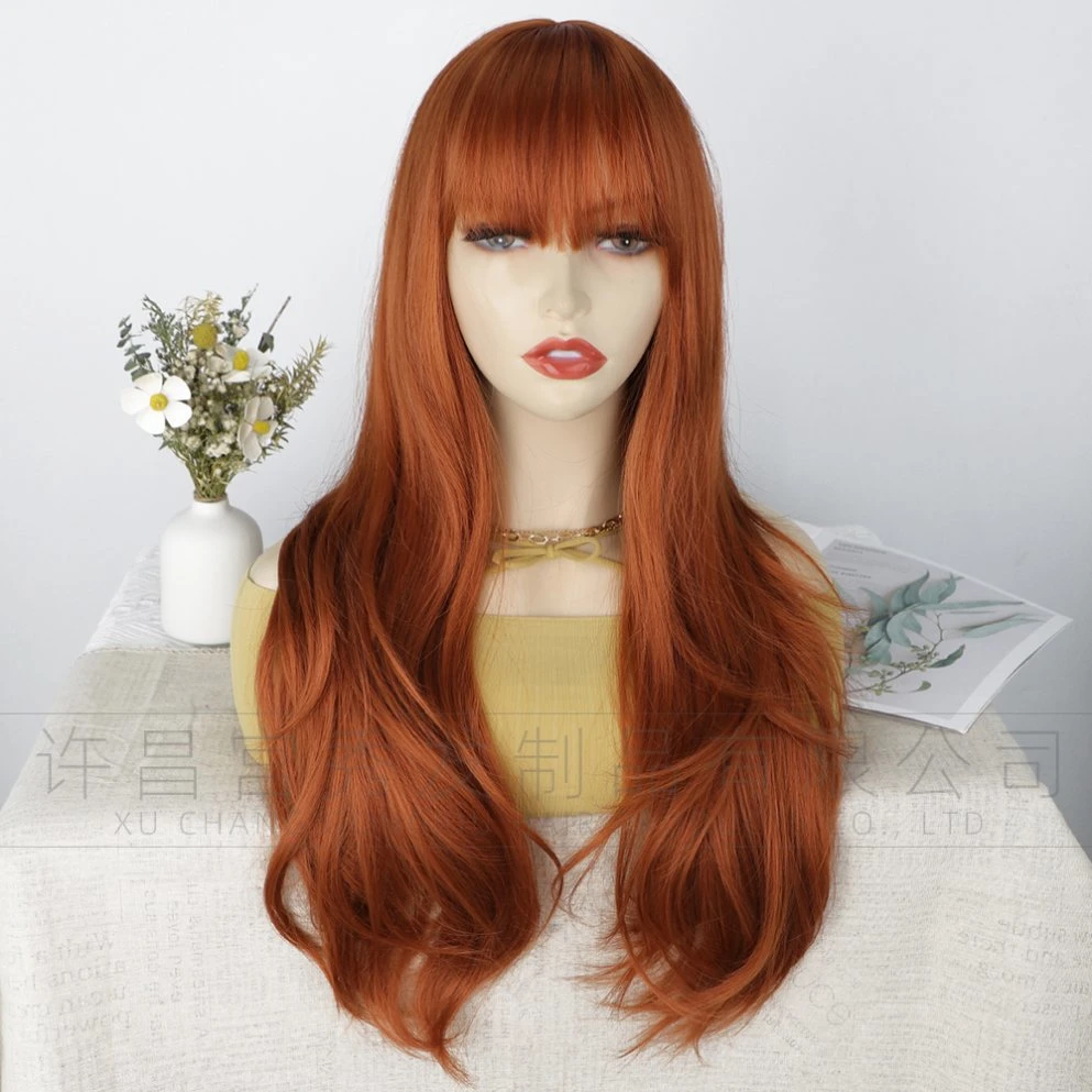 Natural Wave Synthetic Wigs Heat Resistant Hair with Bangs Wig