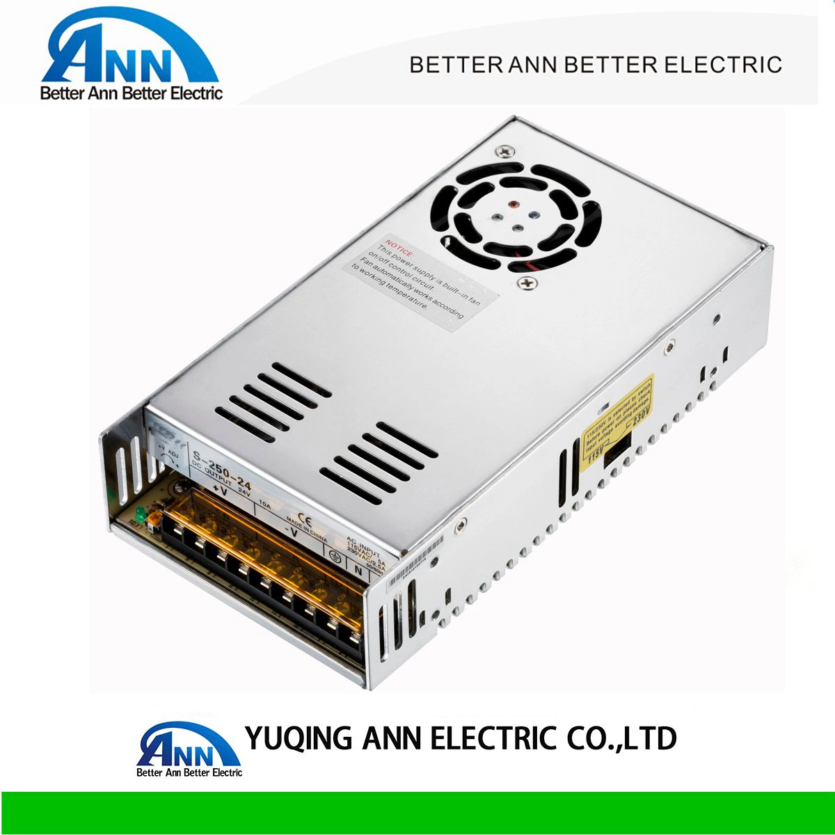 250W 12V avec refroidissement fun d'alimentation, la commutation d'alimentation, 5V 48V 24V