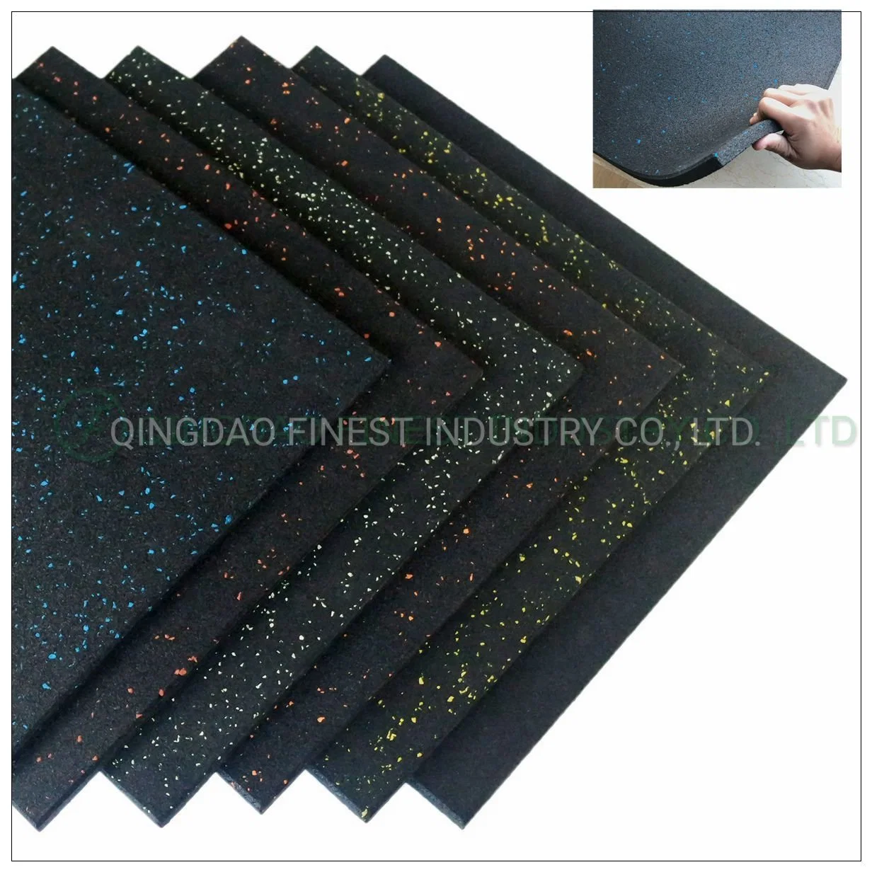 Factory Wholesale Rubber Gym Flooring 1mx1m X15mm Plain Black