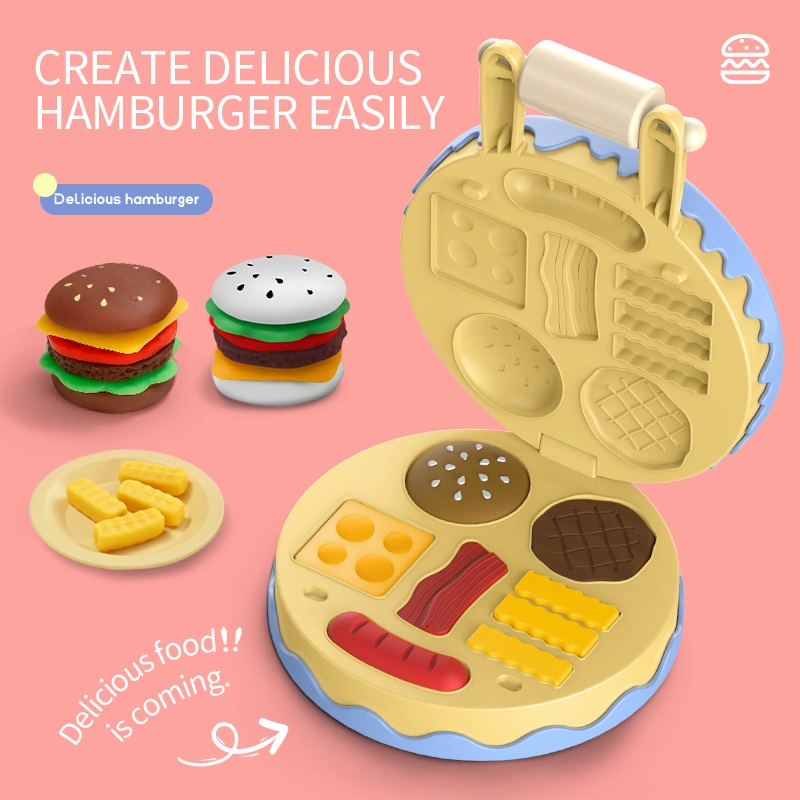Educational Plasticine Modeling Polymer Clay Set Toys DIY Cake Hamburger Machine Play Dough Tool Toy Rich Accessories Colorful Clay Toy