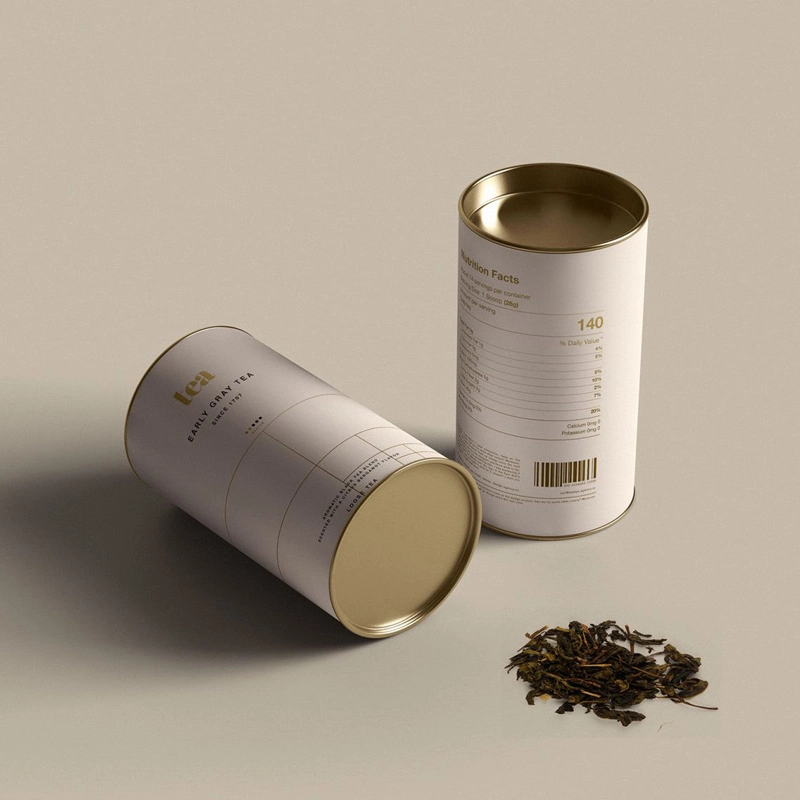 Atacado cartão Chá latas de café tubo de papel para embalagens de alimentos Com tampa de alumínio metálico