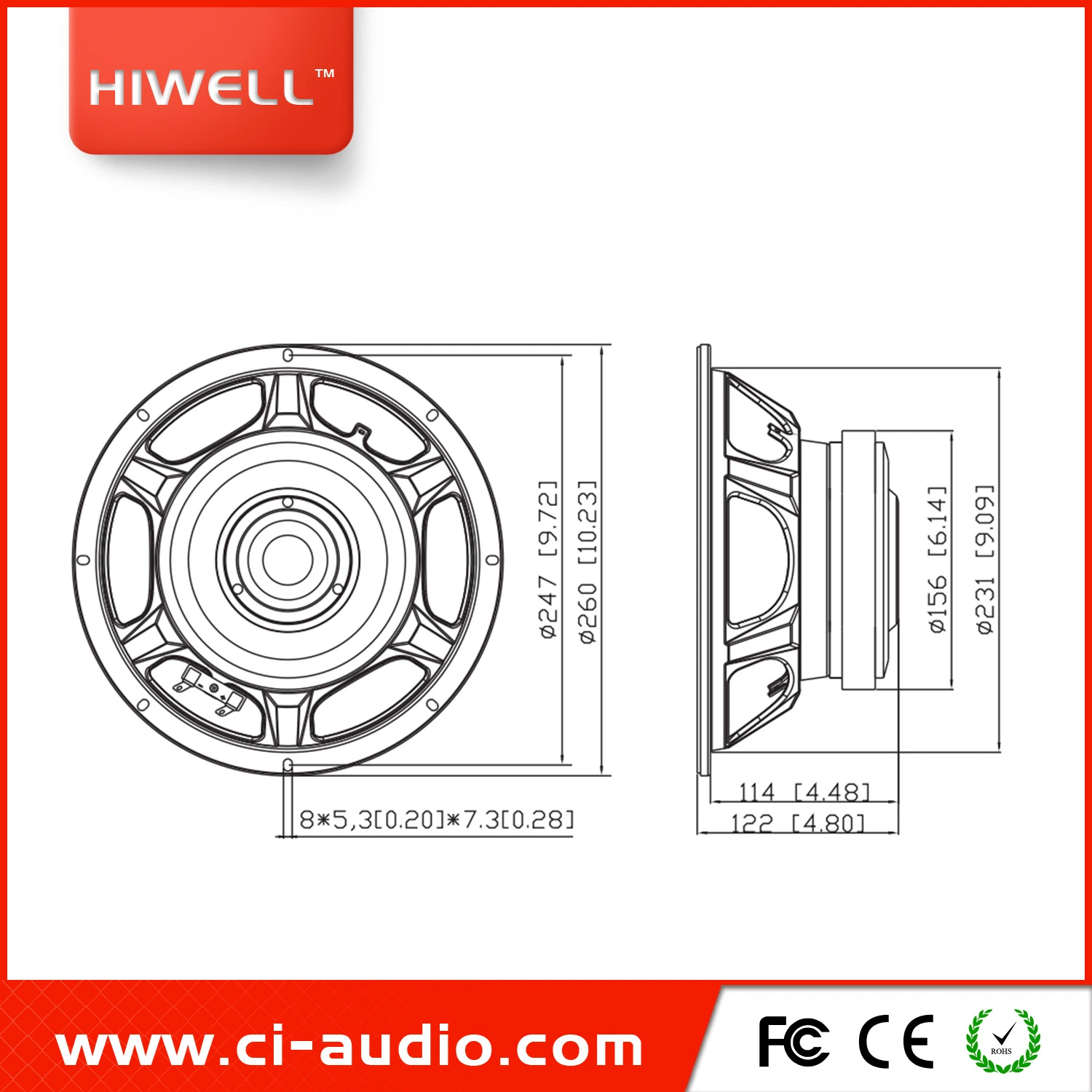 10'' Red Steel Woofer, Hot Sale 10'' Ferrite Woofer Professional Loudspeaker.