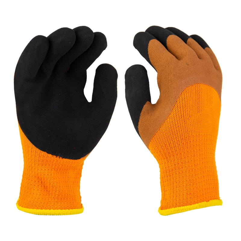 Doublure en polyester latex à demi-revêtement anti-froid pour boucle thermique avec Gants d'hiver de sécurité pour les mains de travail recouverts de latex