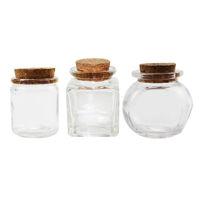 40ml 50ml Round Square Mini Glass Bottles Clear Drifting Bottles Small Wishing Bottles with Cork Stoppers for DIY