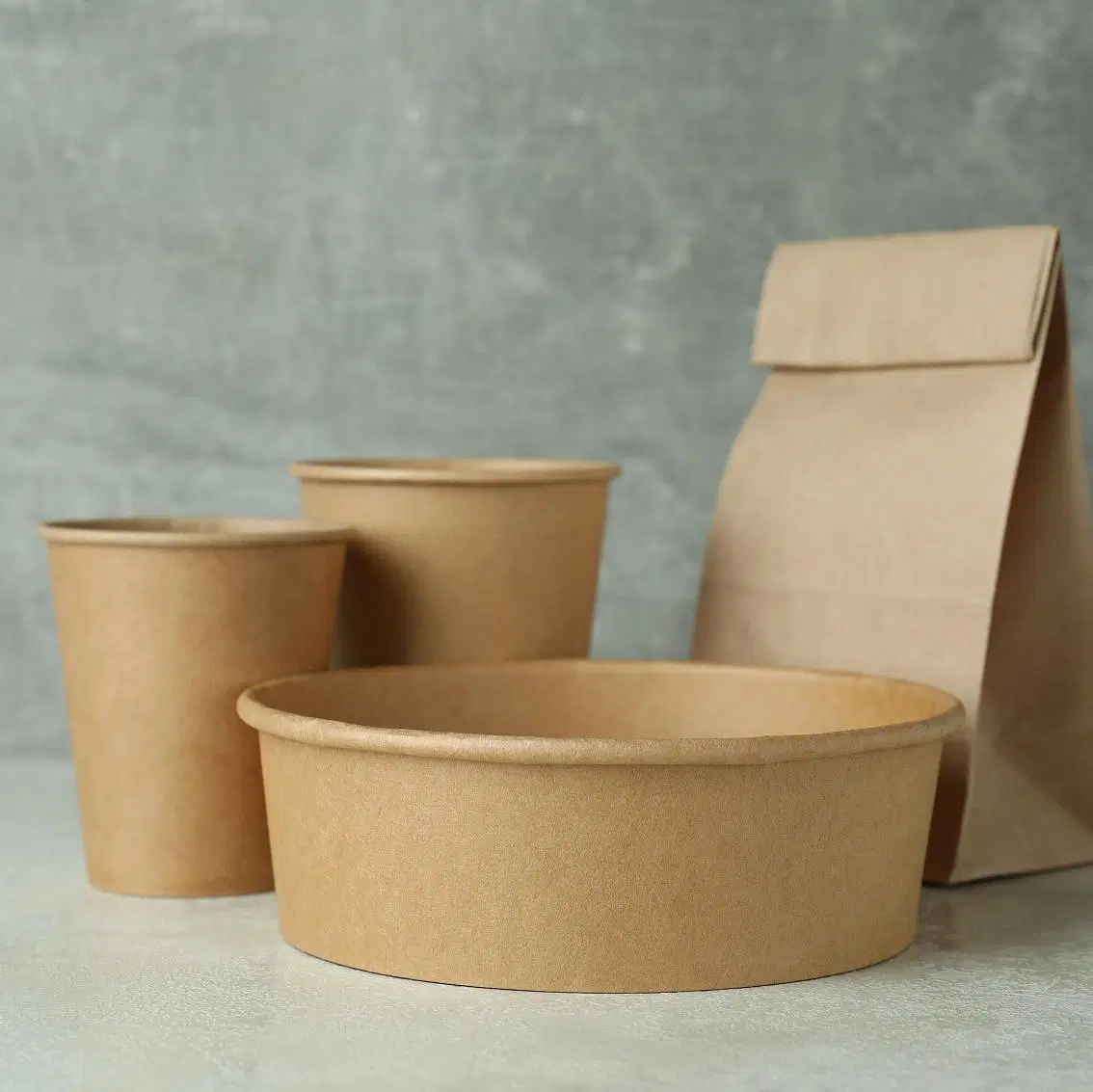 Custom Logo 500ml 750ml 1000ml 1100ml 1300ml Disposable Paper Bowl Kraft Paper Salad Bowl with Paper Lid