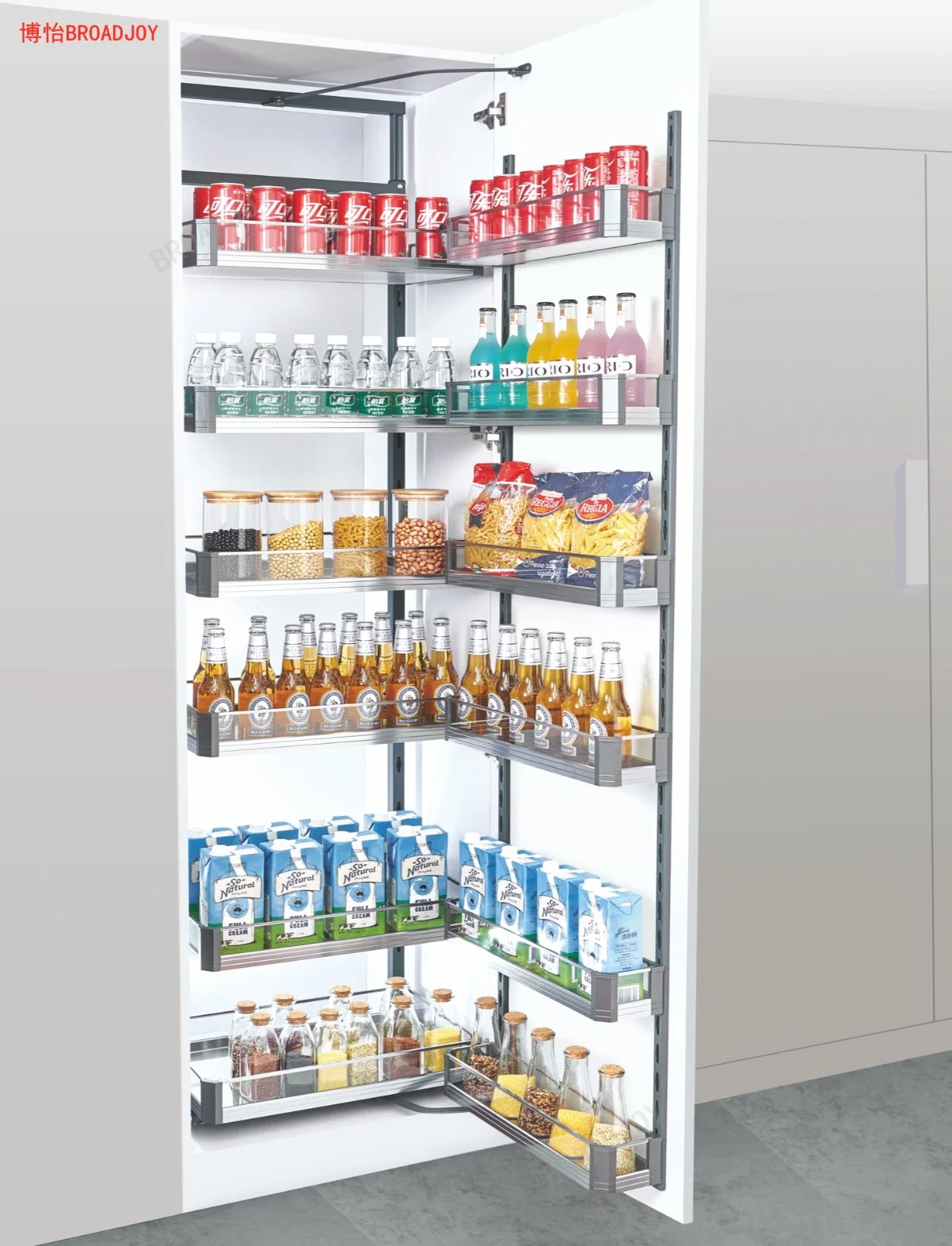 Tall Units Glass Pantry Unit Larder Kitchen Cabinet Soft Closing Pull out Basket Food Snack Sundries Drinks Bottle Basket Storage Organizer Tall Unit in Kitchen