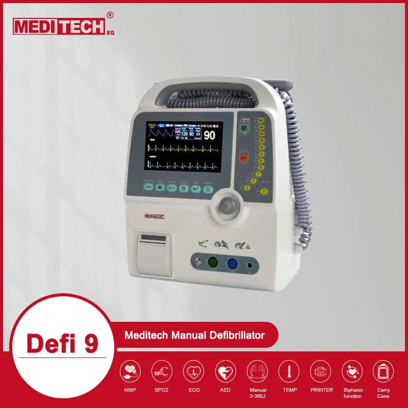 Defi 9 Es Un Desfibrilador Compacta, Ligera Que la Vigilancia Integrada, Monitor de Paciente Multi-Parameters ECG. La SpO2. Pni. El Hospital Utiliza Desfibrilador