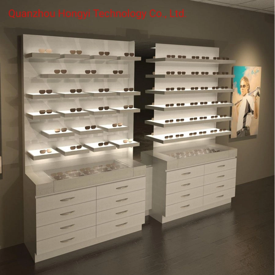 Showroom Decoration Wooden Glasses Display Showcase Optical Frames Store Fixtures Eyeglass Display Cabinet