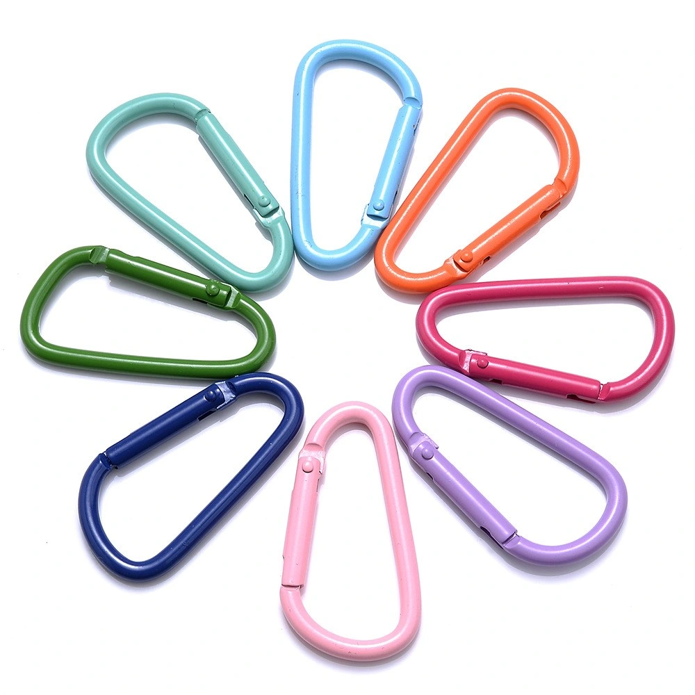 Colorful D Shape Painting Aluminum Carabiner Clip Keychain