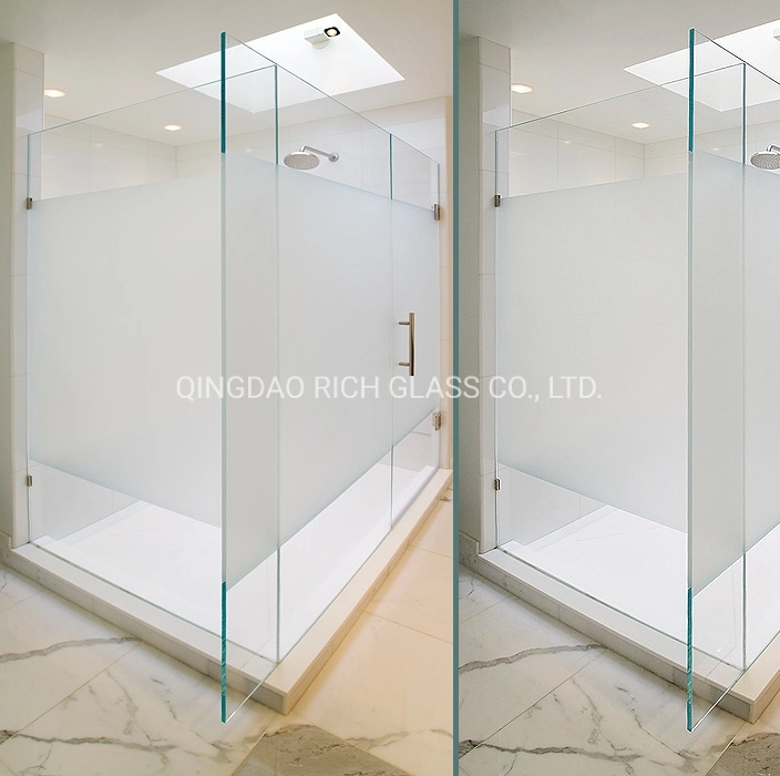 8mm 12mm Thick Clear Tempered Cut Safe Frosted Toughened Wall Building Glass for Shower