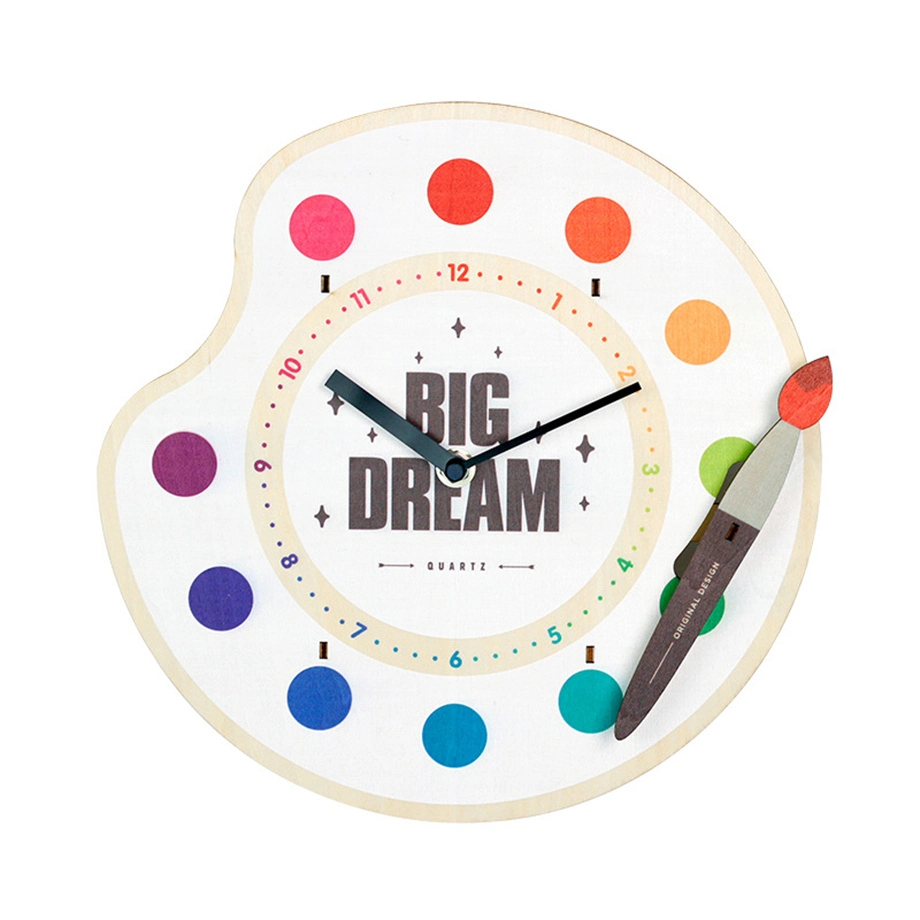 Giro de dibujos animados Los niños de la pintura Decoración Reloj de pared simple dinámico