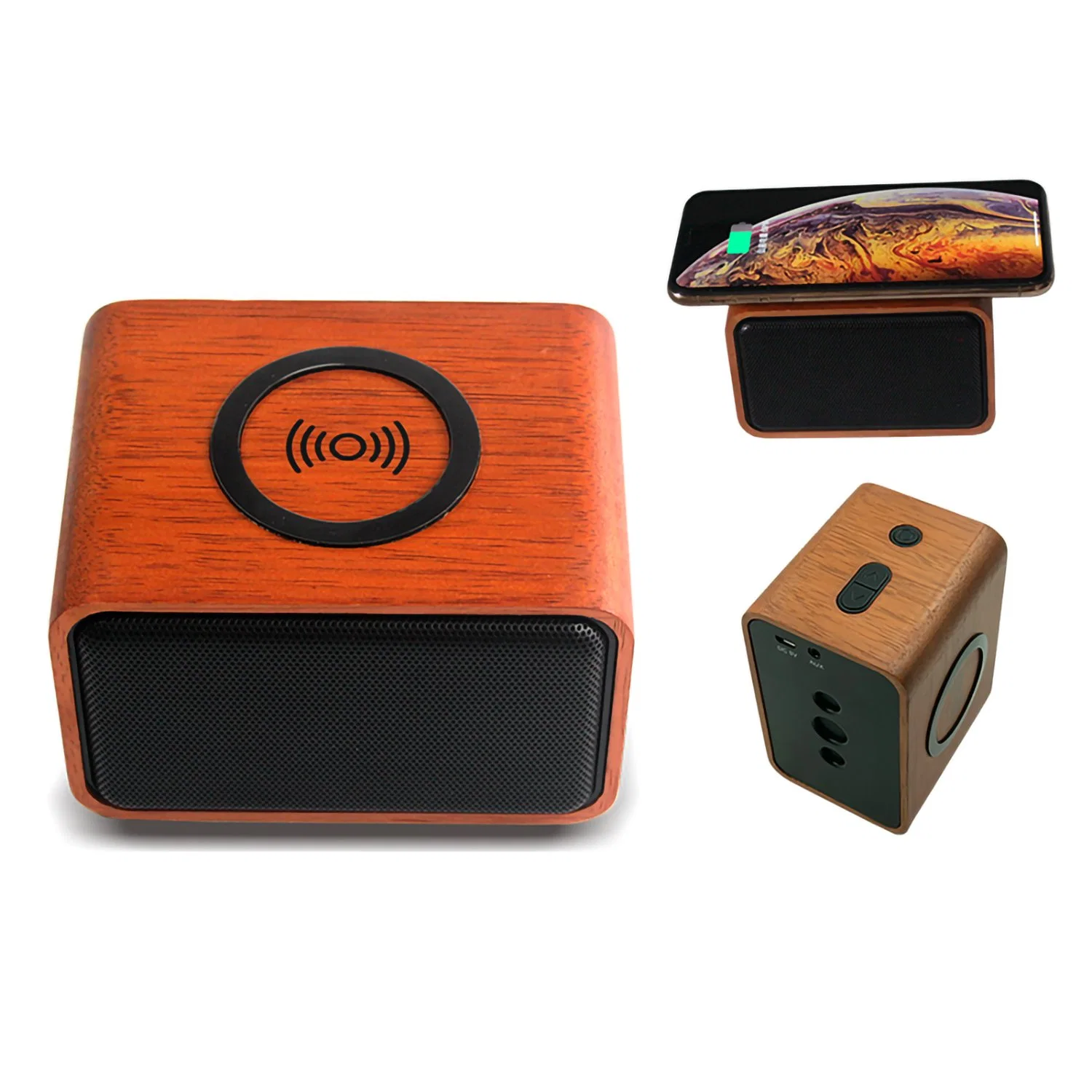 Wood Bluetooth Speaker with Wireless Charging Pad