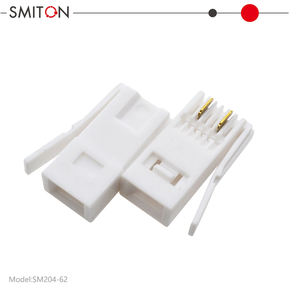 Conector chapado en oro estilo Bt 6p2c 6p4c UK Enchufe telefónico