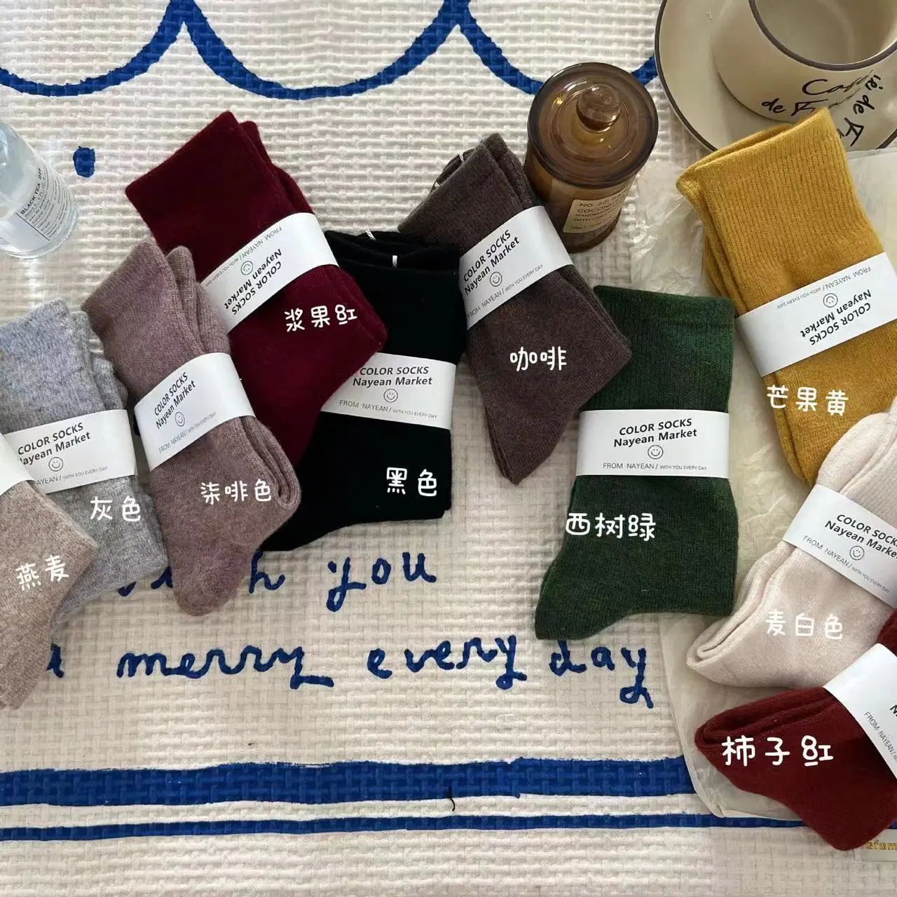 Spring and Autumn Thickened MID-Thigh Female Wool Korean Ins Wind Soft Dense Pile Socks