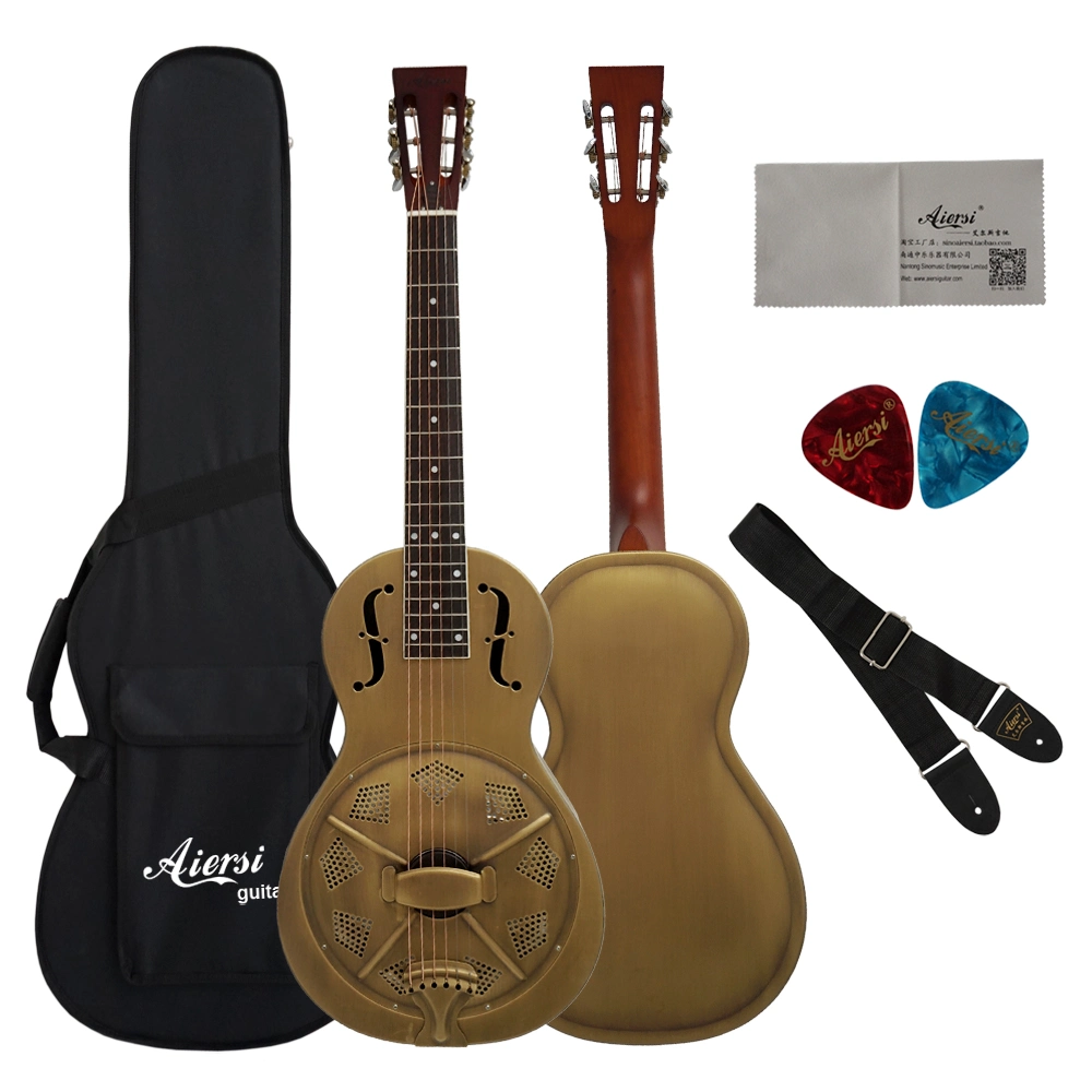 Wholesale Price Vintage Bell Metal Body Parlor Resonator Acoustic Guitar