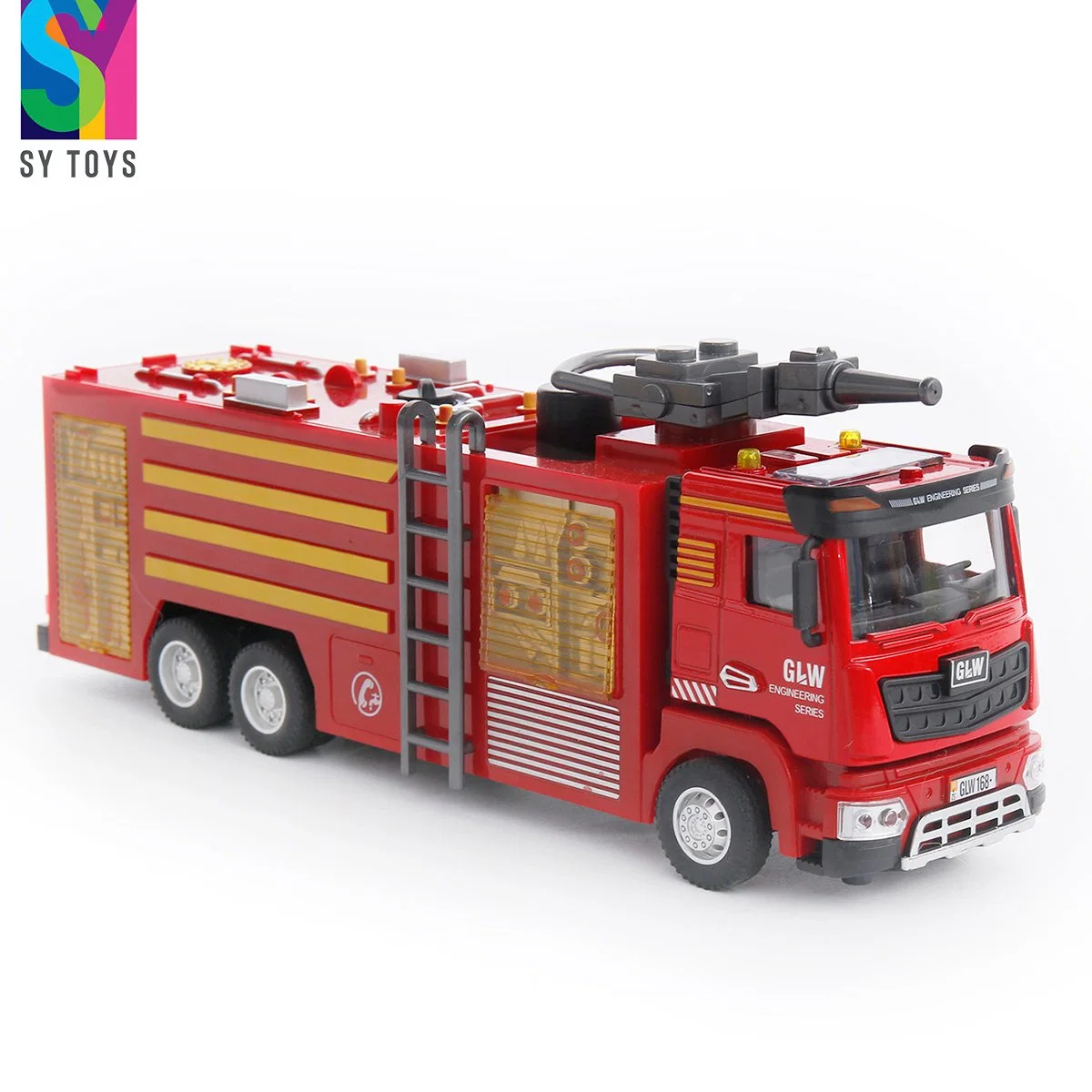 Sy Spielzeug Günstige Preis 1: 40 Miniatur-Legierung Ziehen Sie zurück Fahrzeug Feuerwehrleiter LKW Metall Modell Kinder sterben Casting Autos Spielzeug mit Sound