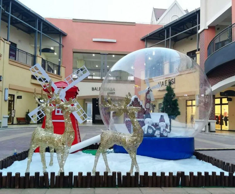 Boyi Shopin Mall Decoration زورق مطاطي الثلج Globe Christmas Decoration ثلوج غلوب شفافة خيمة B8844