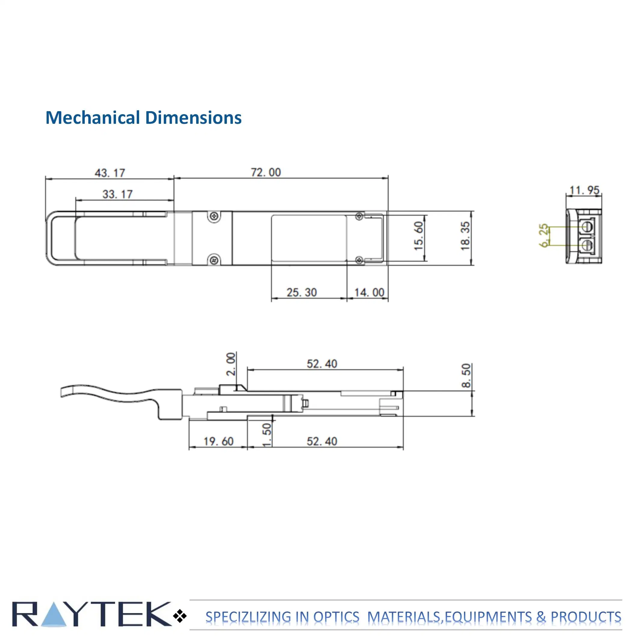 Qsfp28 CWDM4 transceptor óptico de 2km/transceptores de fibra óptica