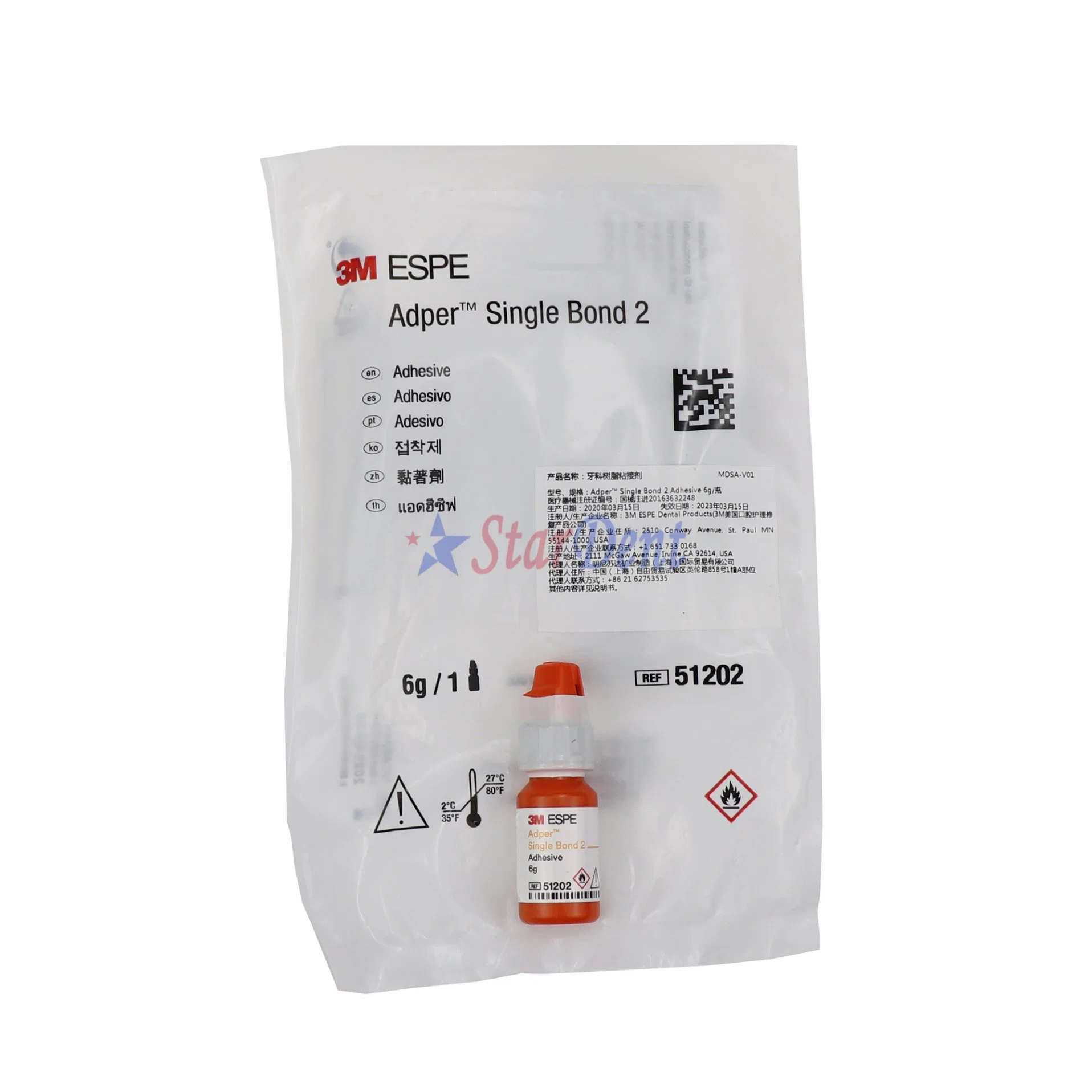 3m Dental Adper Single Bond Adesivo de colagem 6g de cola 2 Garrafa de laranja